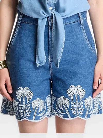 Guess Usa Embroidered Denim Shirt In Blue
