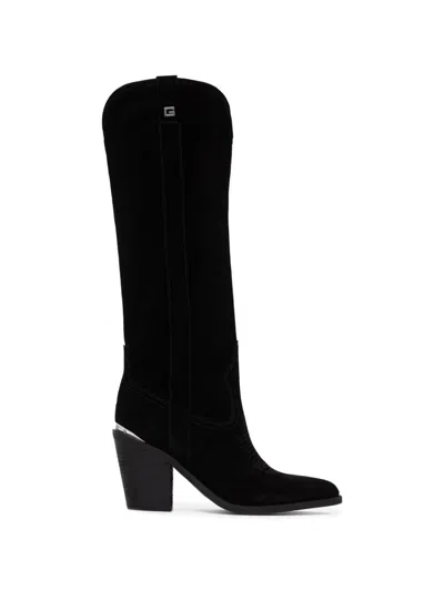 Guess Usa Embroidered Western-style Boots In Black
