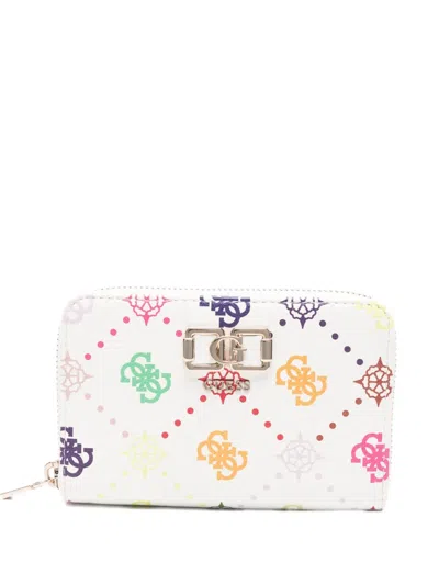 Guess Usa Emelie Logo-plaque Wallet In White