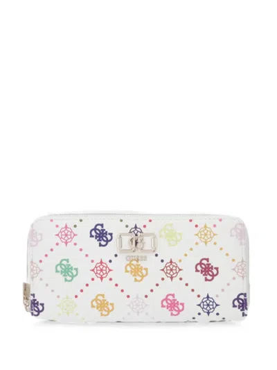 Guess Usa Emelie Logo-print Zip-around Wallet In White