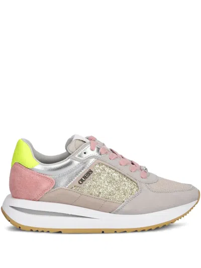 Guess Usa Energy Glitter-embellished Sneakers In Neutral