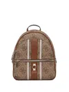 Guess Usa Erenia Logo-plaque Patterned Backpack In Neutral