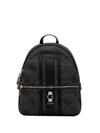 Guess Usa Erenia Logo-plaque Zip Backpack In Black