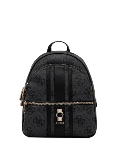 Guess Usa Erenia Logo-plaque Zip Backpack In Black