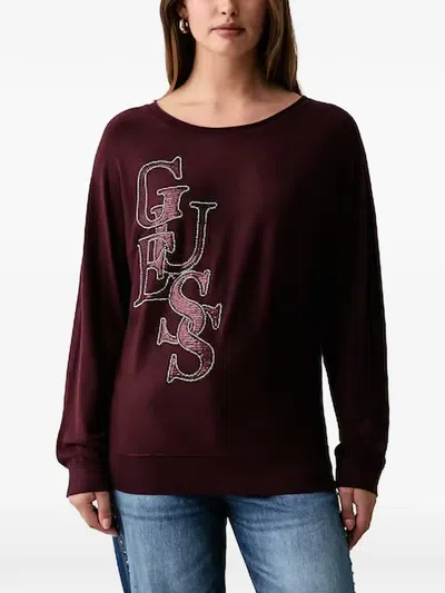 Guess Usa Esmeralda Logo-embellished Sweater In Red