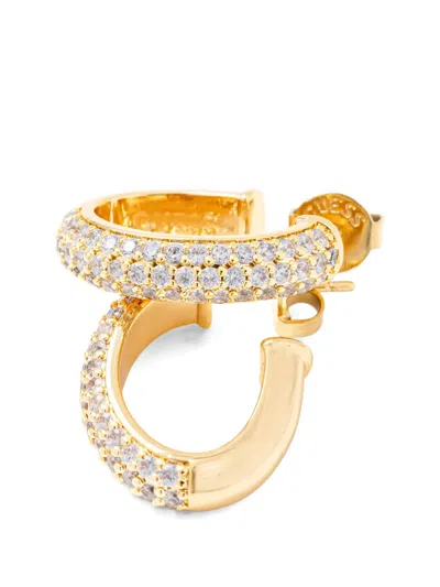Guess Usa Essenza Embellished Hoop Earrings In Gold