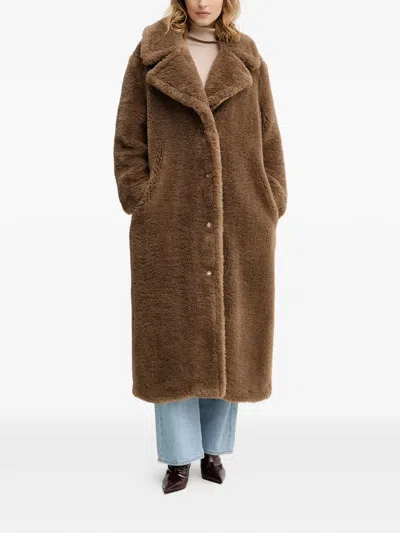 Guess Usa Eugenie Single-breasted Coat In Brown