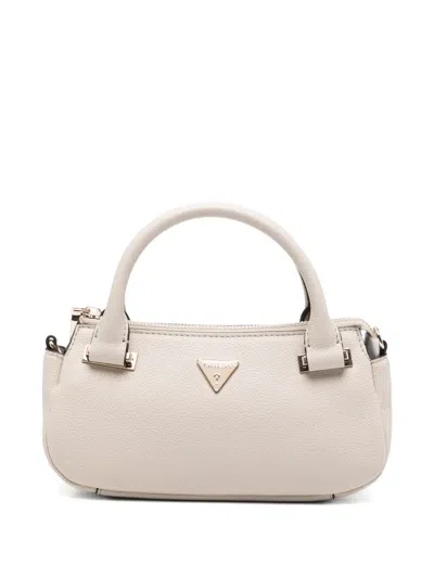 Guess Usa Evie Mini Metal Logo Leather Tote Bag In Neutral