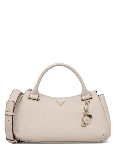 Guess Usa Evie Pebbled Logo-plaque Tote Bag In Orange