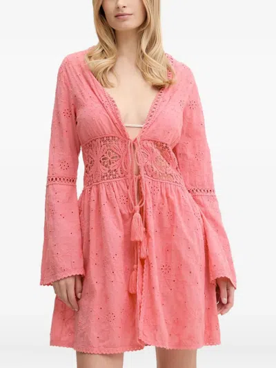 Guess Usa Eyelet-lace Beach Dress In Pink