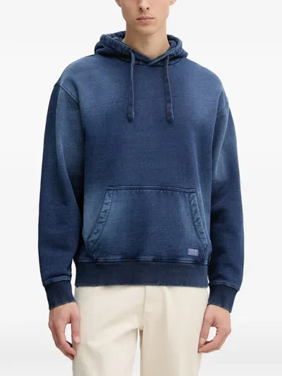 Guess Usa Faded-effect Drawstring Hoodie In Blue
