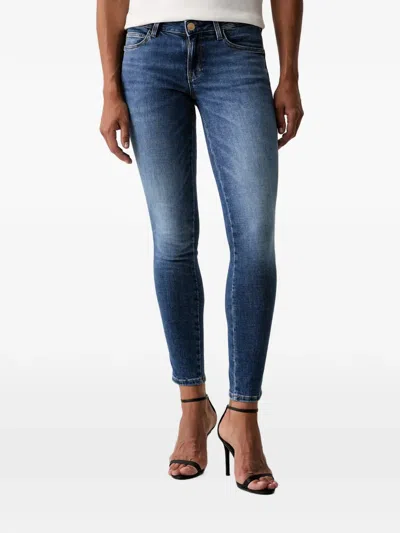 Guess Usa Faded-effect Skinny-cut Jeans In Blue