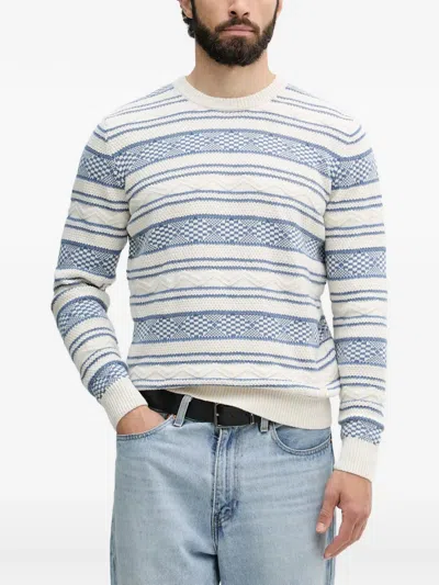 Guess Usa Fair Isle Cable-knit Sweater In Neutral