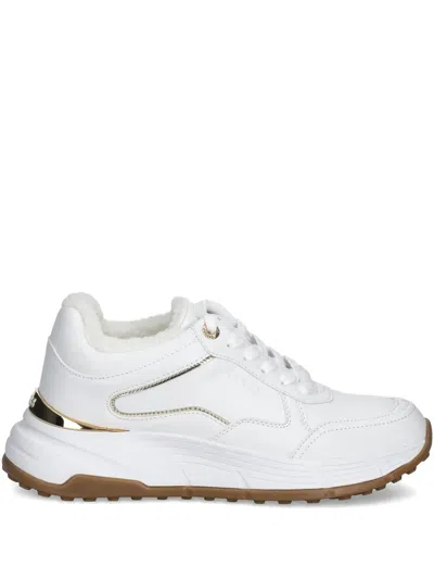 Guess Usa Farrea Faux Fur-trim Sneakers In White