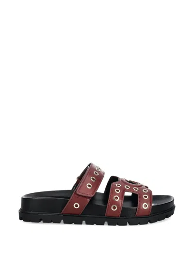 Guess Usa Fashie Eyelet-detail Sandals In Burgundy