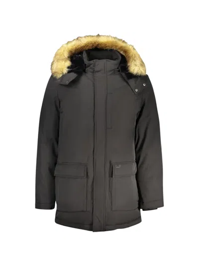 Guess Usa Faux-fur Trim Hooded Parka Coat In Black