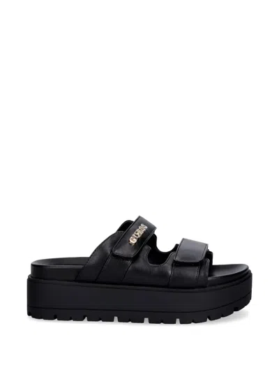 Guess Usa Faxon Touch-strap Sandals In Black