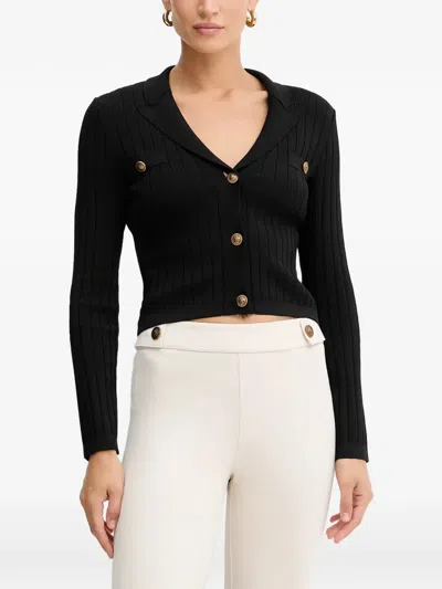 Guess Usa Felicity Ribbed Button Cardigan In Black