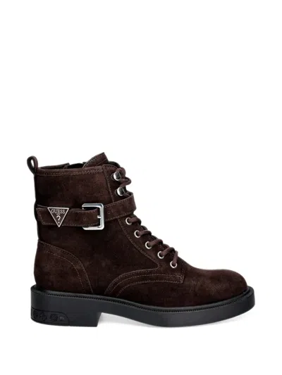 Guess Usa Fellini Suede Boots In Brown
