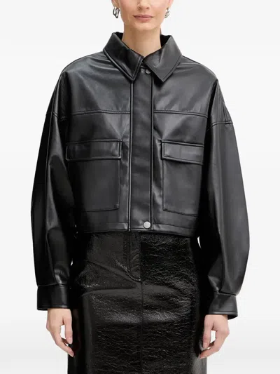 Guess Usa Flaminia Faux-leather Jacket In Black