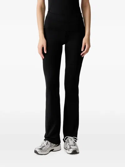 Guess Usa Flare Rhinestone-logo Leggings In Black