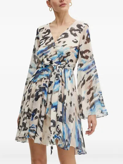 Guess Usa Flared-sleeve Printed Mini Dress In Multi