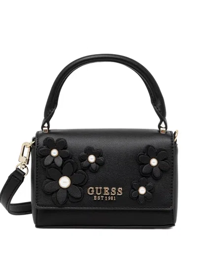 Guess Usa Floral-appliqué Cross Body Bag In Black