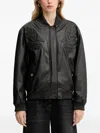 Guess Usa Floral-detail Bomber Jacket In Black