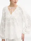 Guess Usa Floral-embroidered Blouse In Neutral