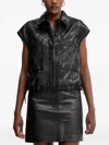 Guess Usa Floral-embroidery Gilet In Black