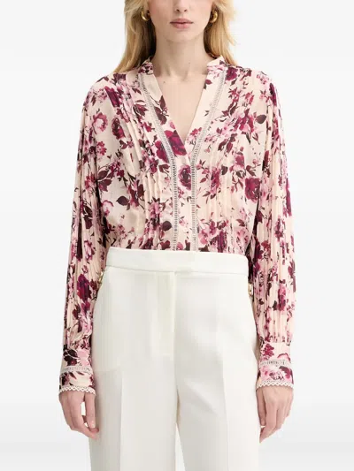 Guess Usa Floral Lace Blouse In Neutral