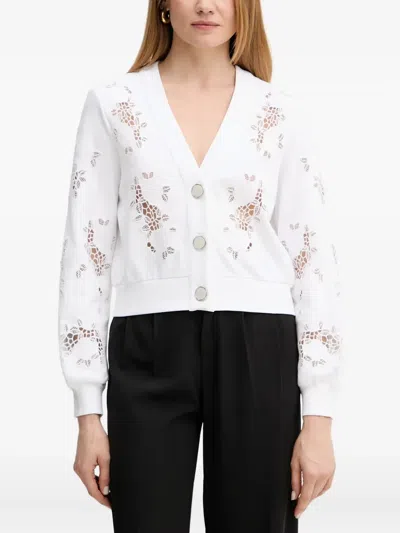 Guess Usa Floral-lace Cardigan In White