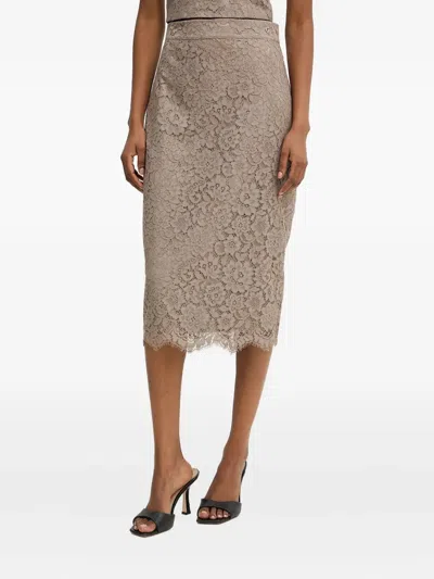 Guess Usa Floral-lace Skirt In Gray