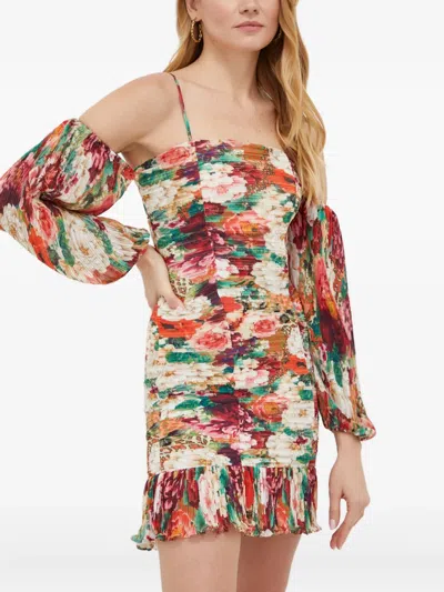 Guess Usa Floral Long-sleeve Dress In Multi