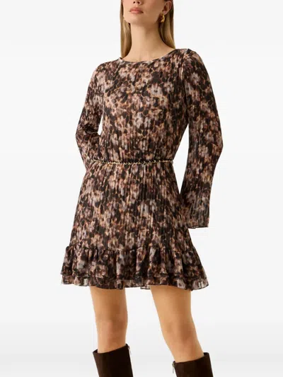 Guess Usa Floral Mini Dress In Brown