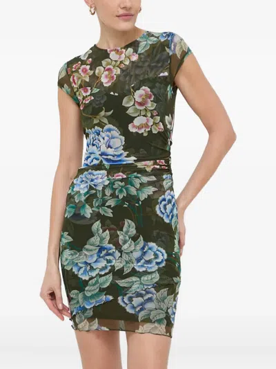 Guess Usa Floral Mini Dress In Green