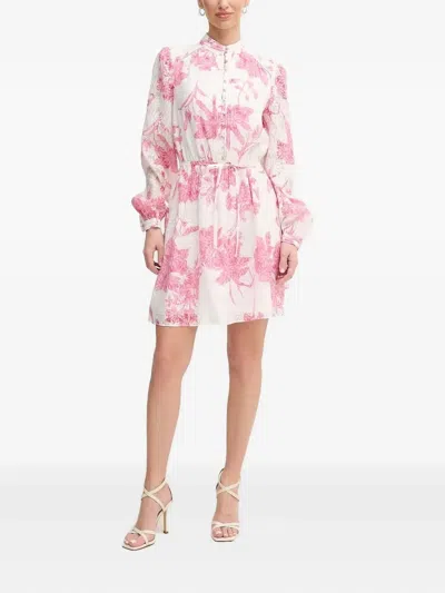 Guess Usa Floral-print Button-front Mini Dress In Pink