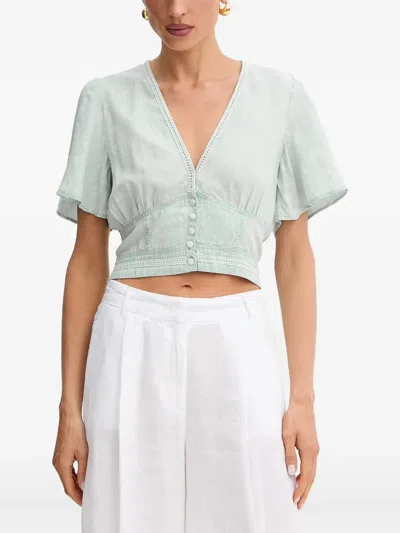 Guess Usa Floral-print Buttoned Shirt In Green