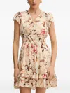 Guess Usa Floral-print Mini Dress In Neutral