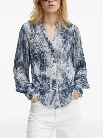 Guess Usa Floral-print Shirt In Blue