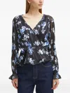 Guess Usa Floral-print Wrap Blouse In Black