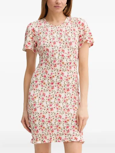 Guess Usa Floral Smocked Midi Dress In Multi