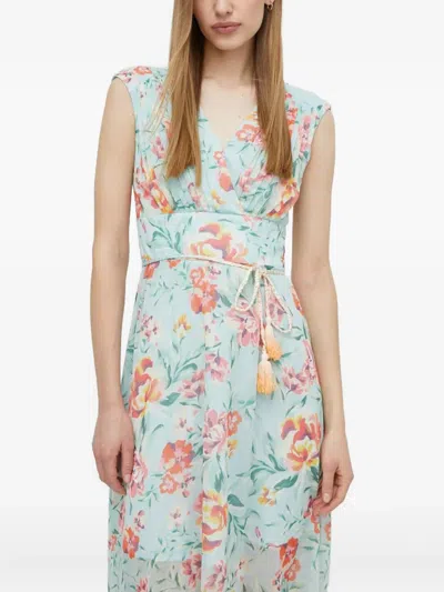 Guess Usa Floral Tassel Dress In Blue