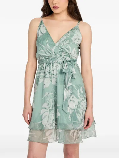 Guess Usa Floral-print Laneka Dress In Green