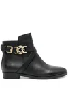 Guess Usa Floriza Logo-plaque Leather Boots In 黑色