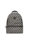 Guess Usa Follie Geometric-pattern Zip Backpack In Gray