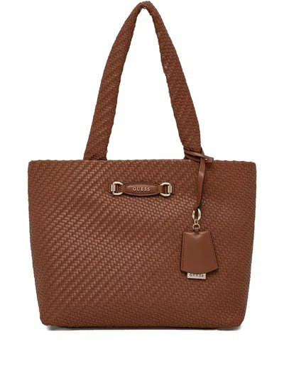 Guess Usa Francy Tote Bag In Brown