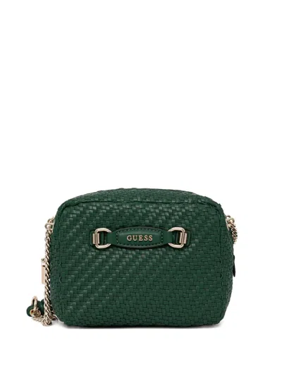 Guess Usa Francy Woven Crossbody Bag In Green