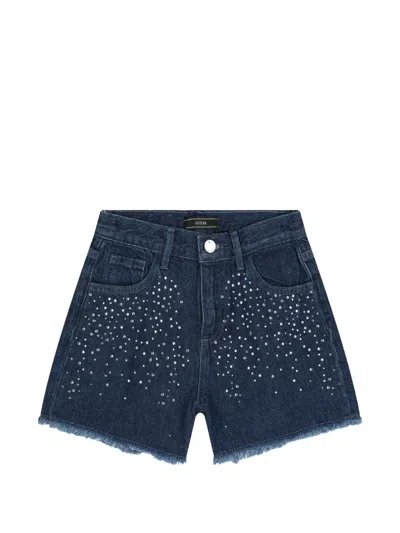 Guess Usa Kids' Frayed Denim Shorts In Blue