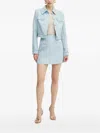 Guess Usa Frayed-edges Tweed Jacket In Blue